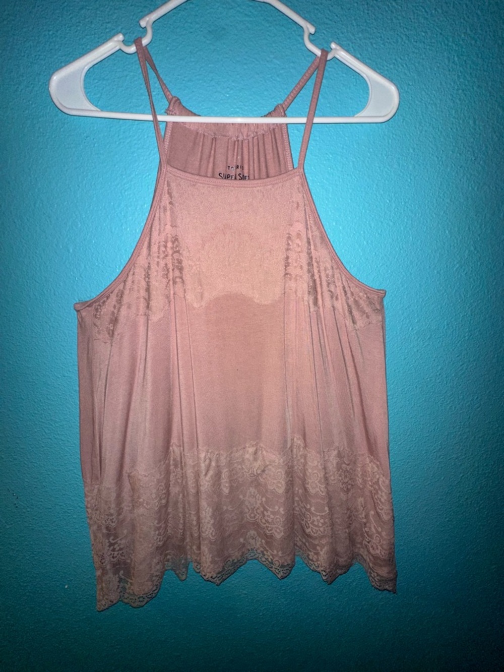 Torrid Super Soft Blush Pink Lace-Hem Halter Tank Top